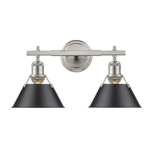  3306-BA2 PW-BLK - Orwell PW 2 Light Bath Vanity in Pewter with Matte Black shades